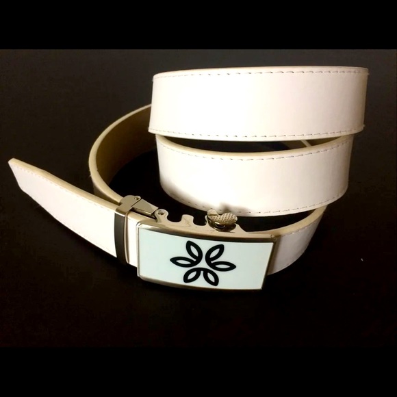 p/a Interchangeable Adjustable Buckle White Smooth Leather Belt You Cut Length - Picture 1 of 10